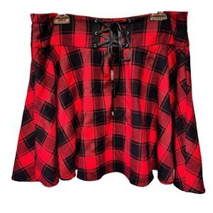 Plaid A-line mini skirt